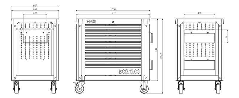 Sonic 773546 Cărucior de scule umplut S12 XD 735 piese