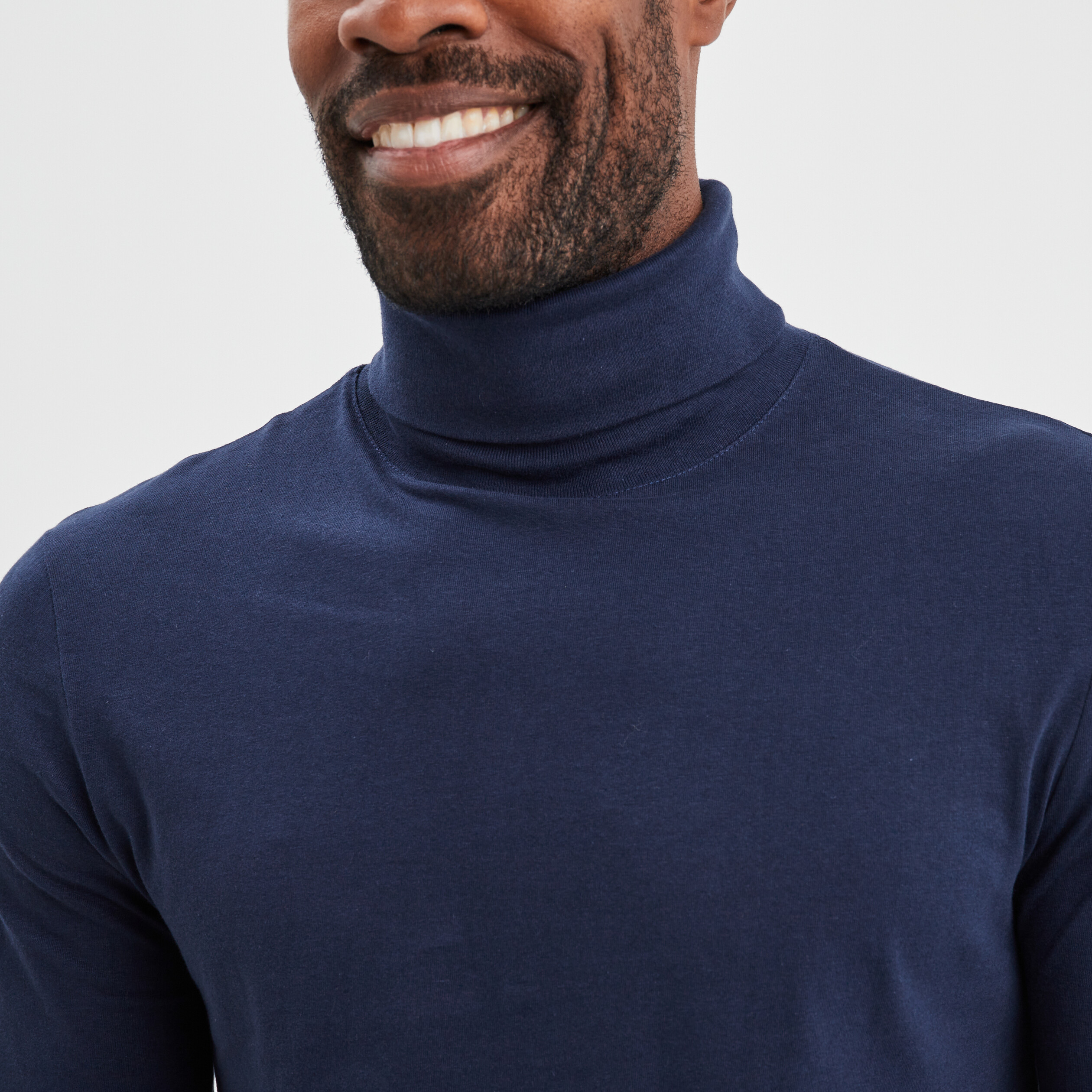 T-shirt col roulé manches longues bleu marine homme | La Halle