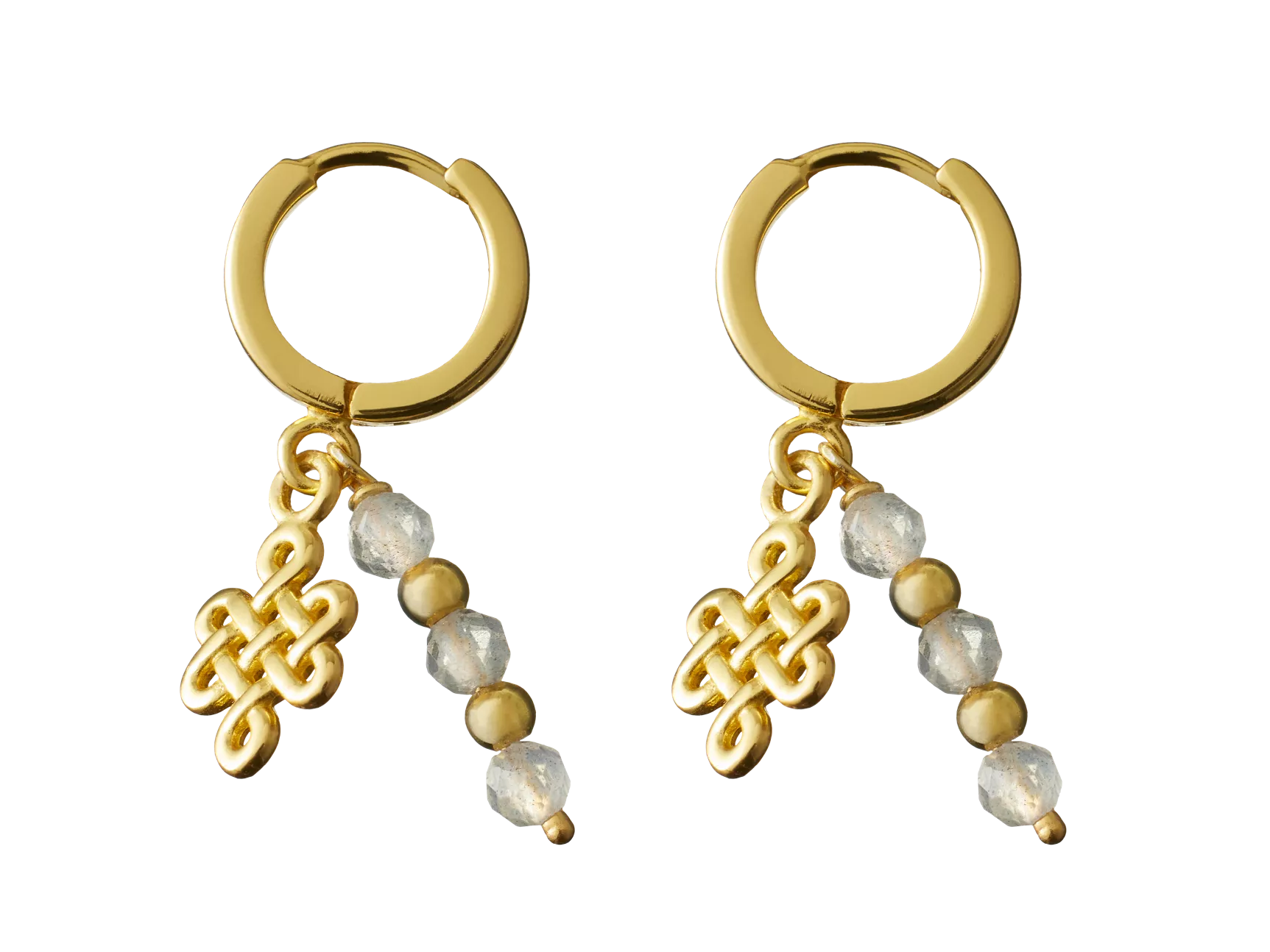 Boucles d'oreilles créoles rondes Infinity en labradorite plaquées or