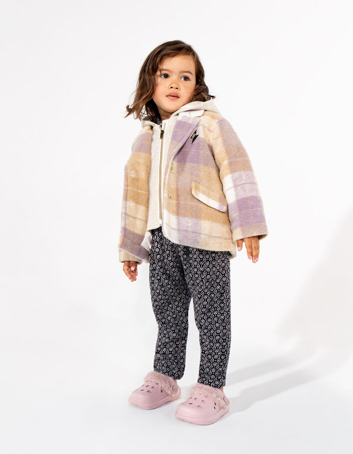 Manteau parme motif carreaux bébé fille