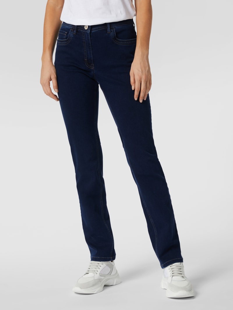 Coloured Straight Fit Jeans Modell GINA in marineblau