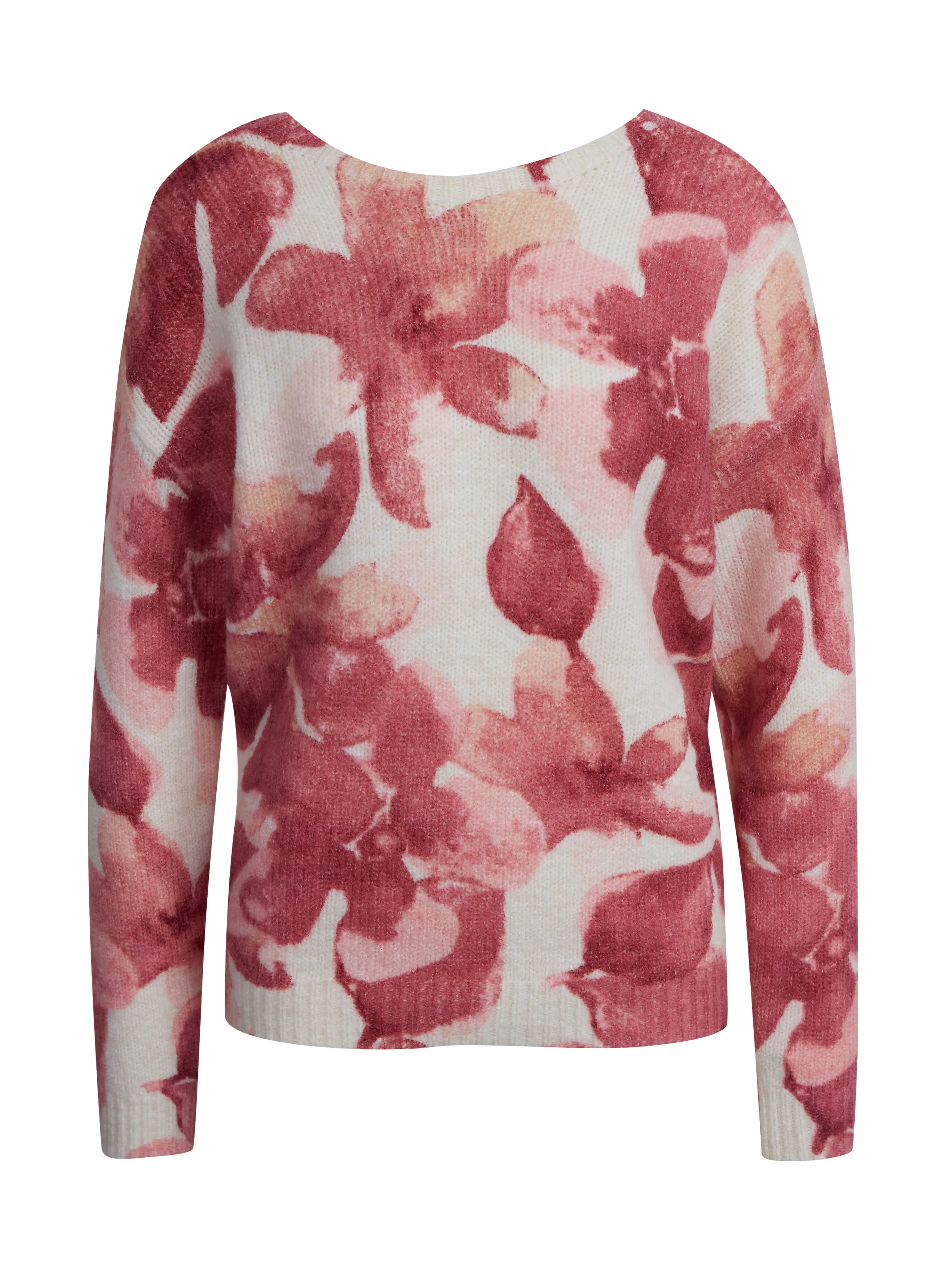Rosa und weißer Damenpullover mit Blumenmuster ORSAY
