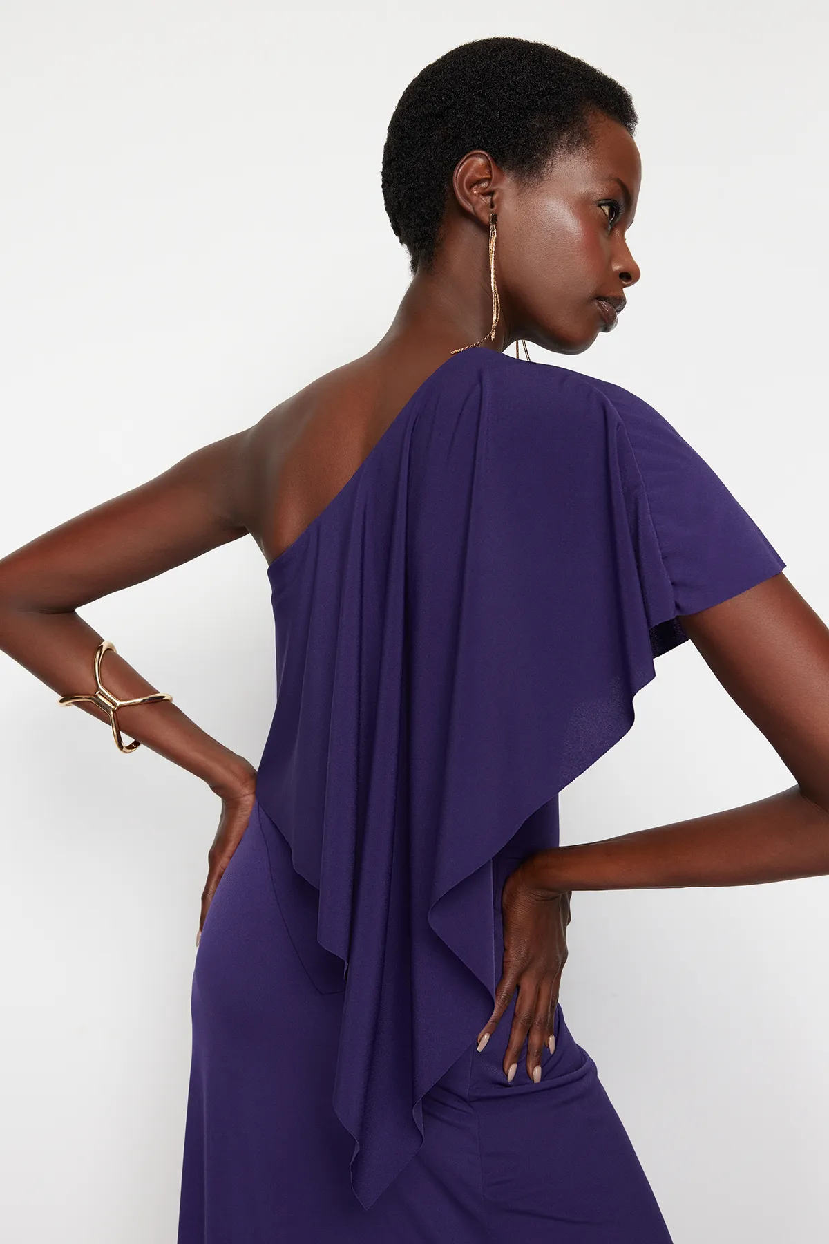 Trendyol Collection  Lila Taillenöffnung/Skater-Strick-elegantes Abendkleid TPRSS24EL00096