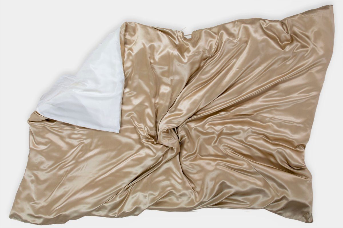 Bettbezug Seiden-Bettbezug, Taupe & White, orignee, Hypoallergen und Schlaffördernd