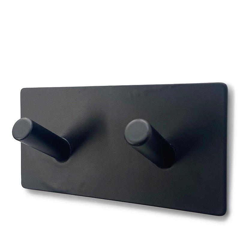 Home Knagg 2 kroker 10x5 cm stål m/tape sort