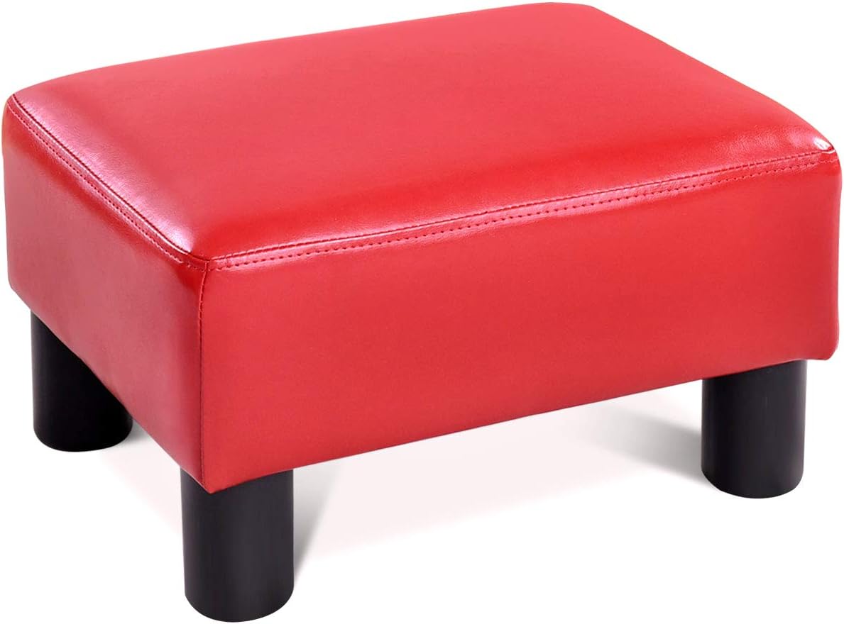 Costway COSTWAYKleiner Fußhocker, Hocker aus Kunstleder