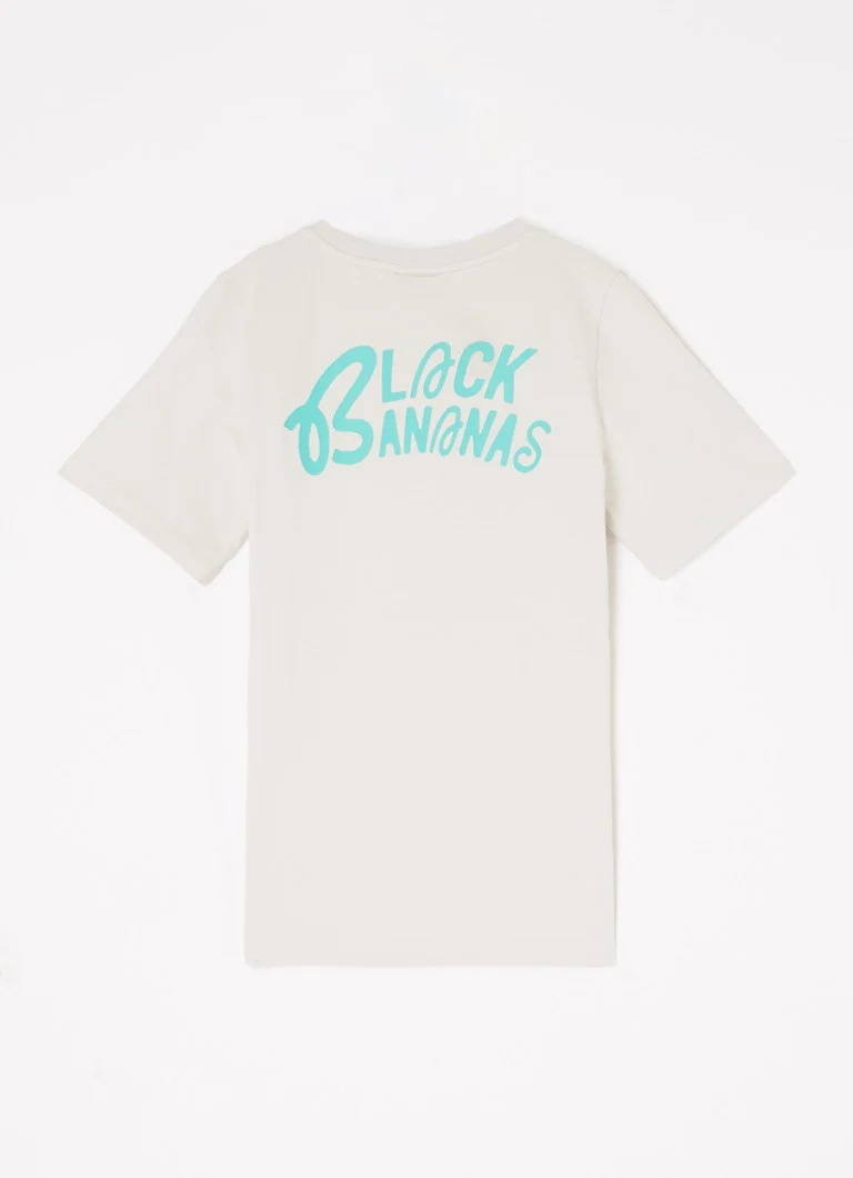 Tricou negru Bananas Fiesta cu logo și imprimeu pe spate.