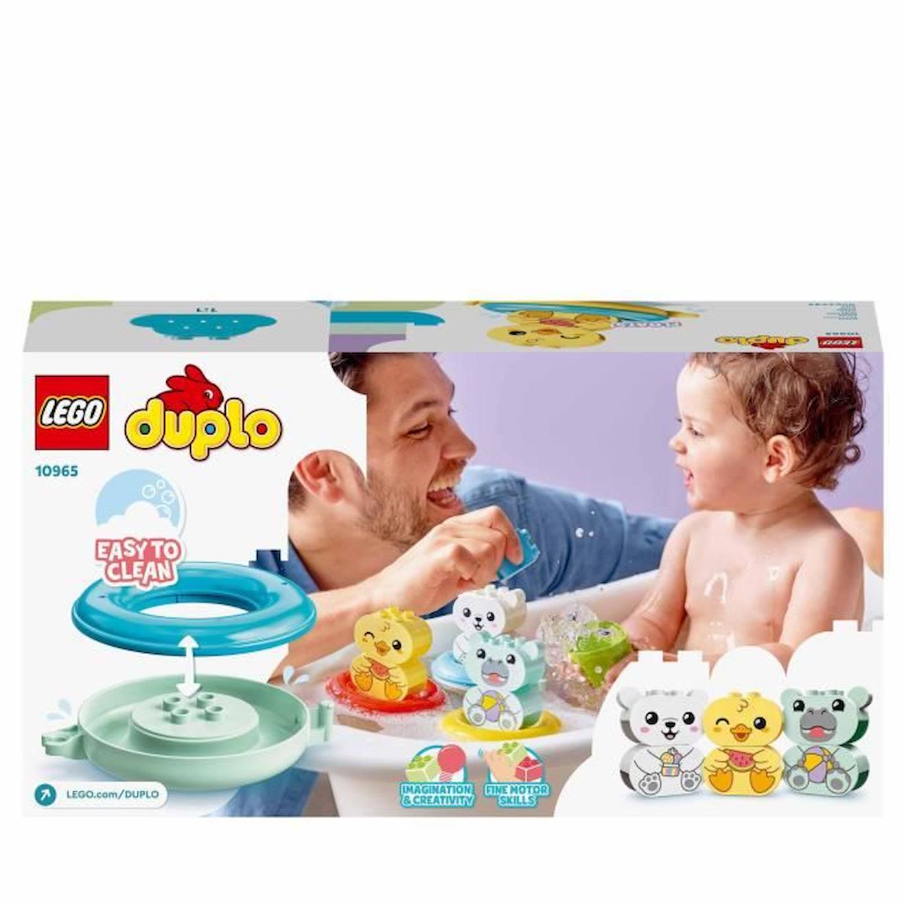 LEGO® 10965 DUPLO Jouet de Bain : Le Train Flottant des Animaux, Set Baignoire pour Bébés et Enfants 1.5+ Ans avec Canard noir