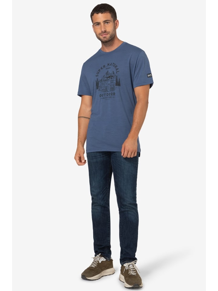 super.natural Merino T-Shirt M LANDI TEE in blau günstig kaufen S
