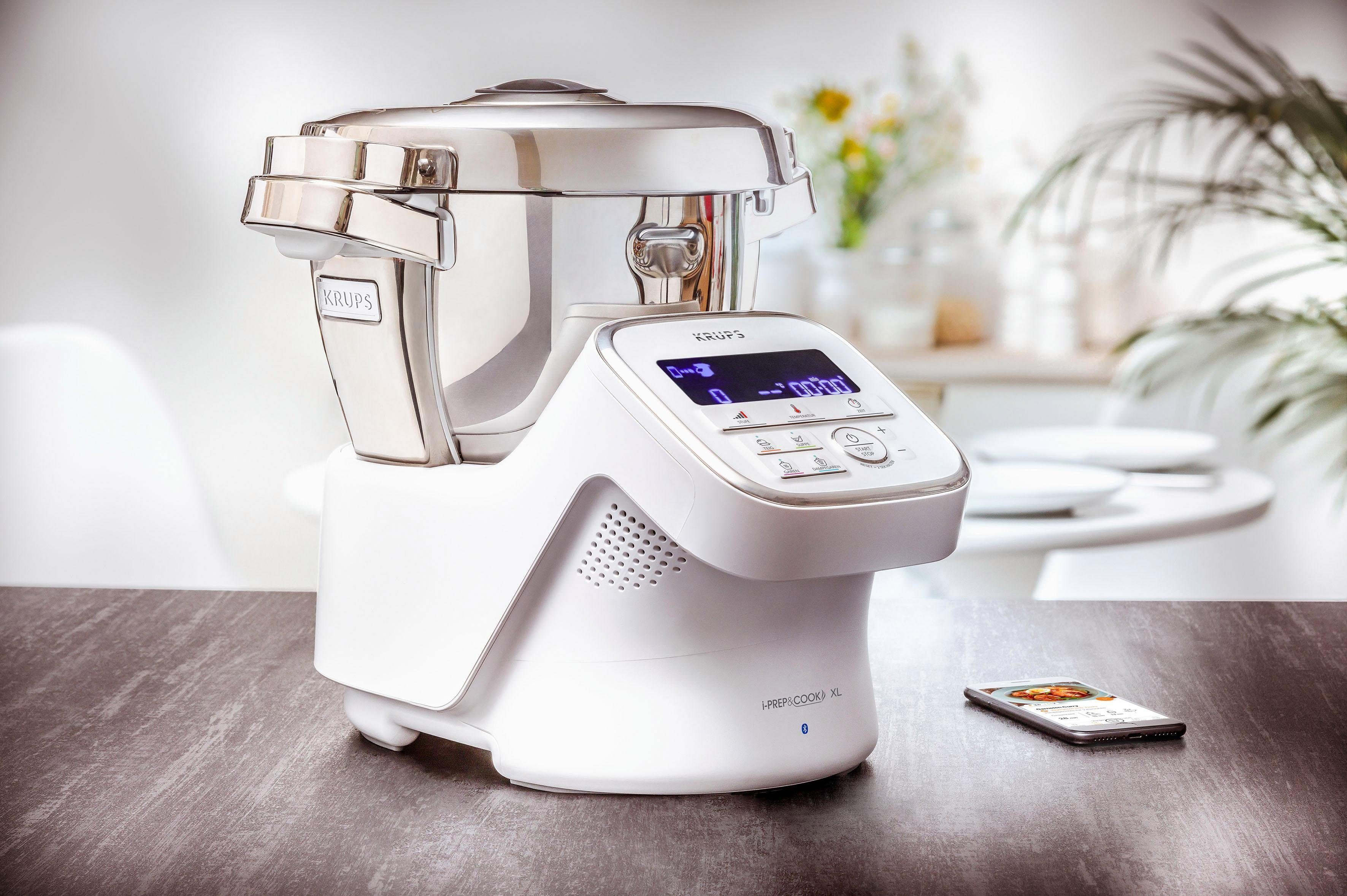 Krups Küchenmaschine mit Kochfunktion HP60A1 i Prep&Cook XL, 1550 W, 4,5 l Schüssel, 10 automatische Programme, 5 Zubehörteile, mit App und Sprachsteuerung