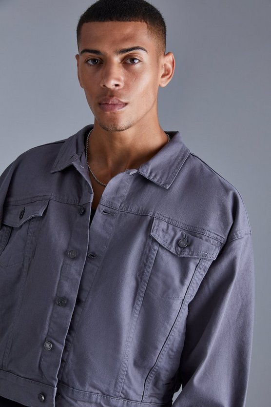 Kastige beschichtete Jeansjacke