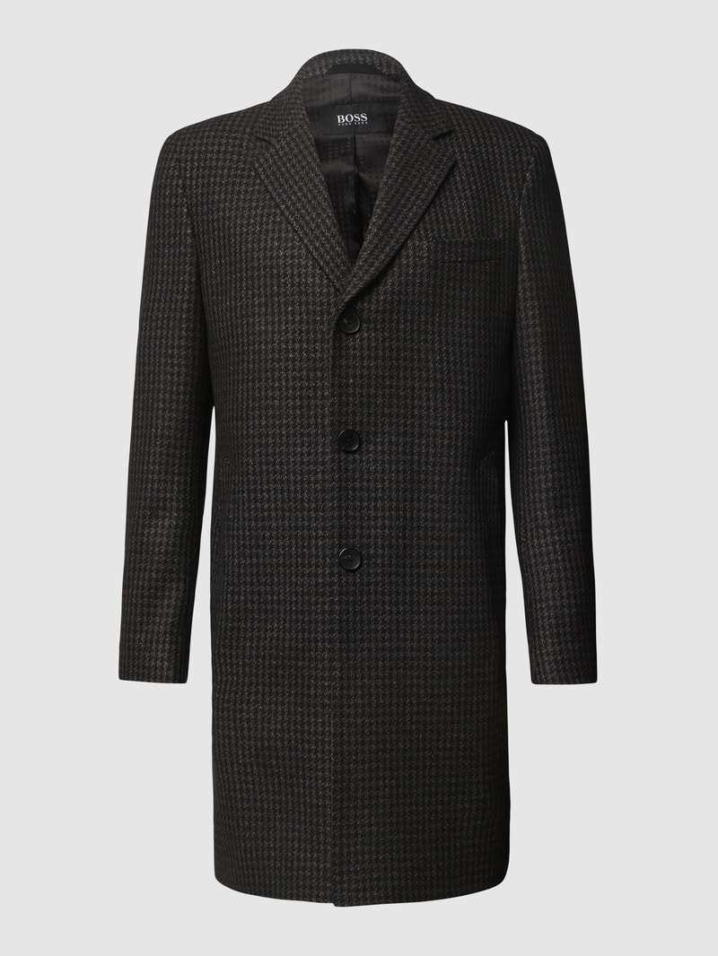 Slim Fit Wollmantel mit Hahnentritt Modell 'Hyde' in beige