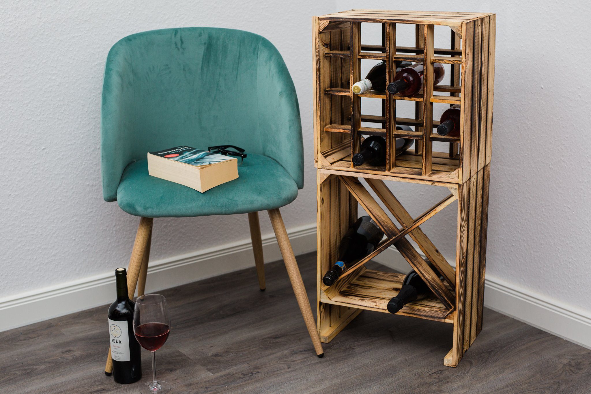 Kistenkolli Altes Land Allzweckkiste Geflammtes Weinregal 16er 40cmx40x27cm Obstkiste Weinkiste Weinhalter