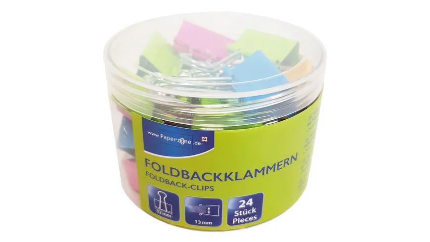 PAPERZONE Foldbacklammern neon 24 Stück