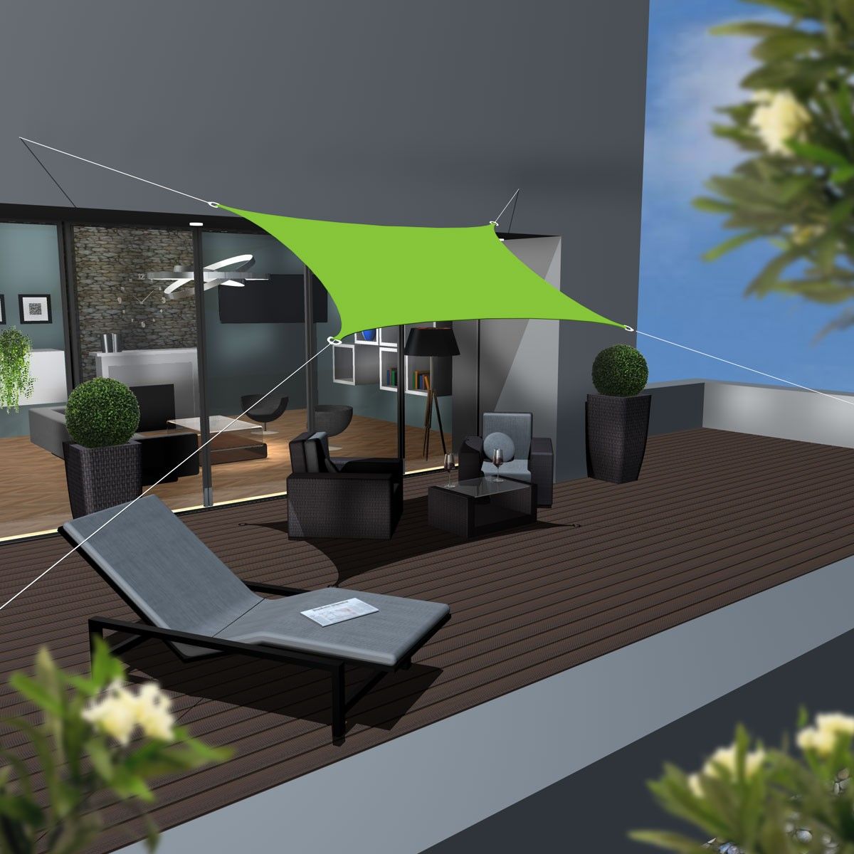 AMANKA 2 x 3 wasserabweisendes Polyester Sonnensegel
