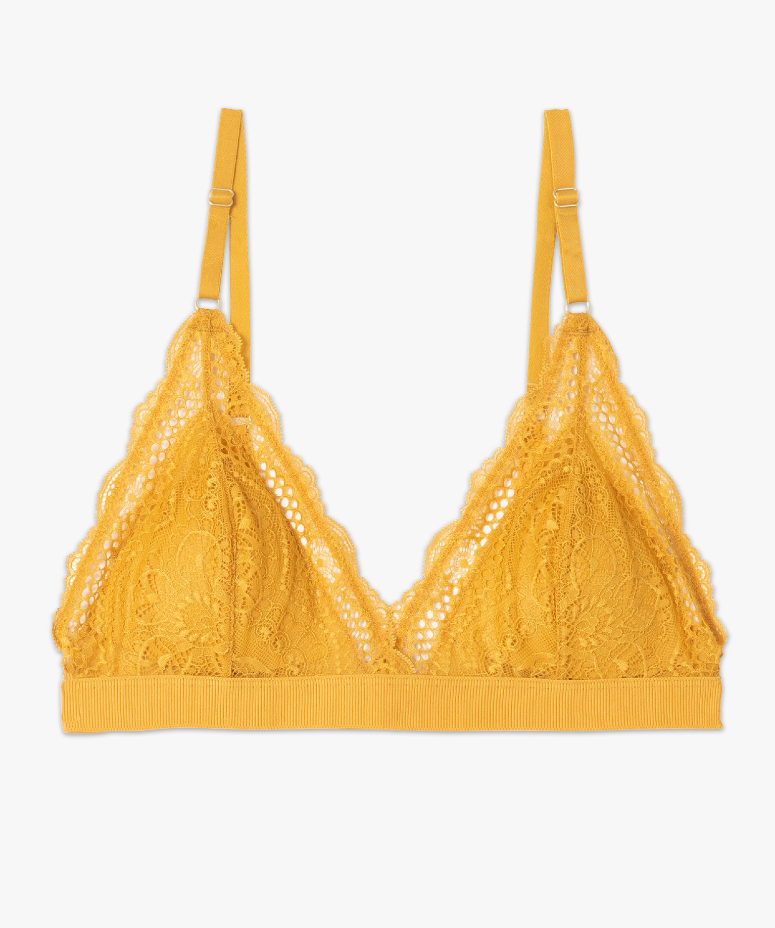 Soutien-gorge triangle en dentelle jaune | GEMO