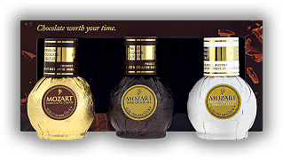 Mozart Trio 3x0,05 Liter Chocolate Cream, Dark Chocolate, White Chocolate Vanilla Cream Mozart Trio 3x0,05 Liter Chocolate Cream, Dark Chocolate, White Chocolate Vanilla Cream  0,15	 Liter - Vol 16,33%