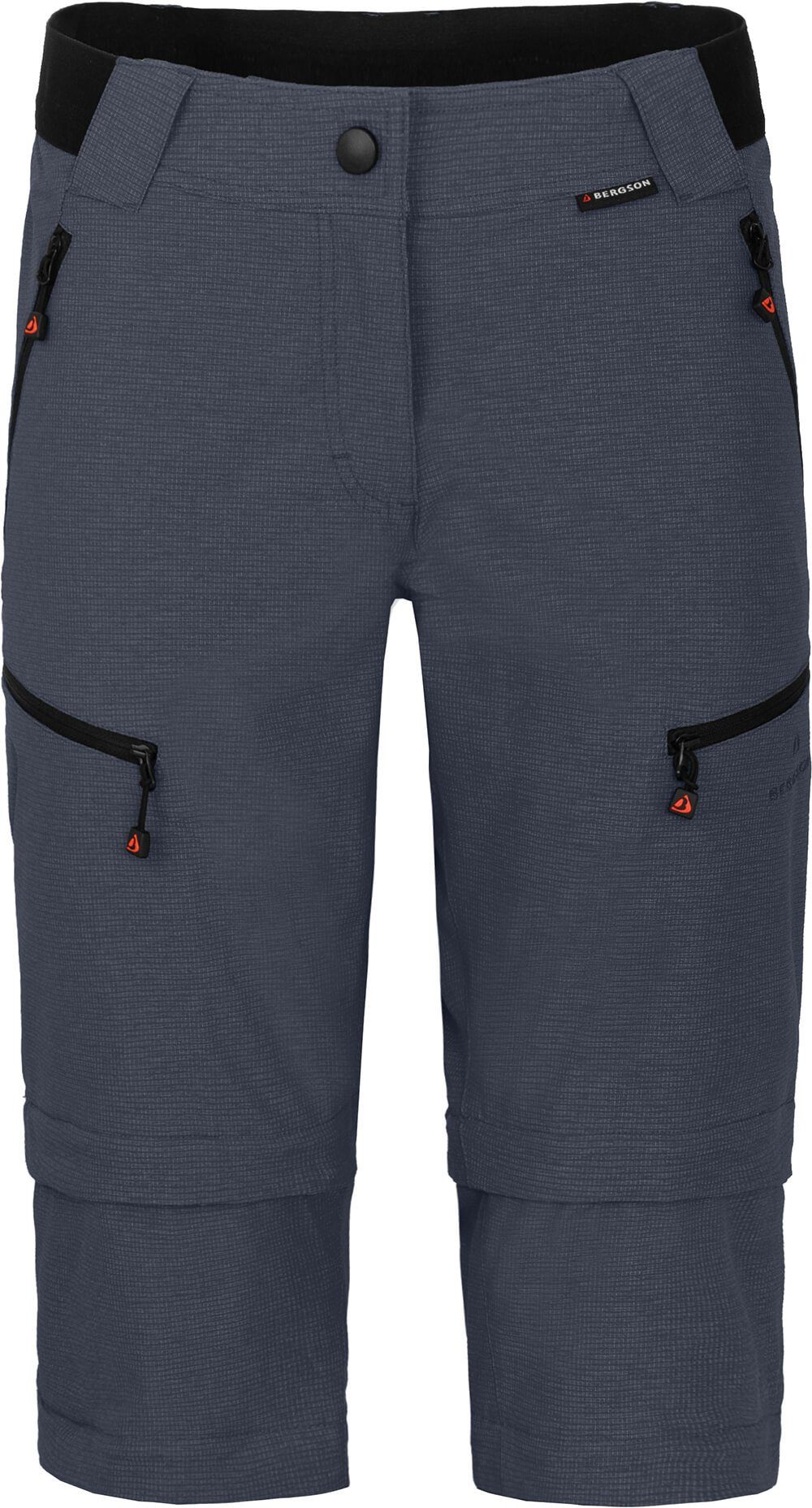 Bergson Zip-off-Hose PORI Doppel Zipp-Off mit T-ZIPP Damen Wanderhose, robust elastisch, Normalgrößen, grau/blau