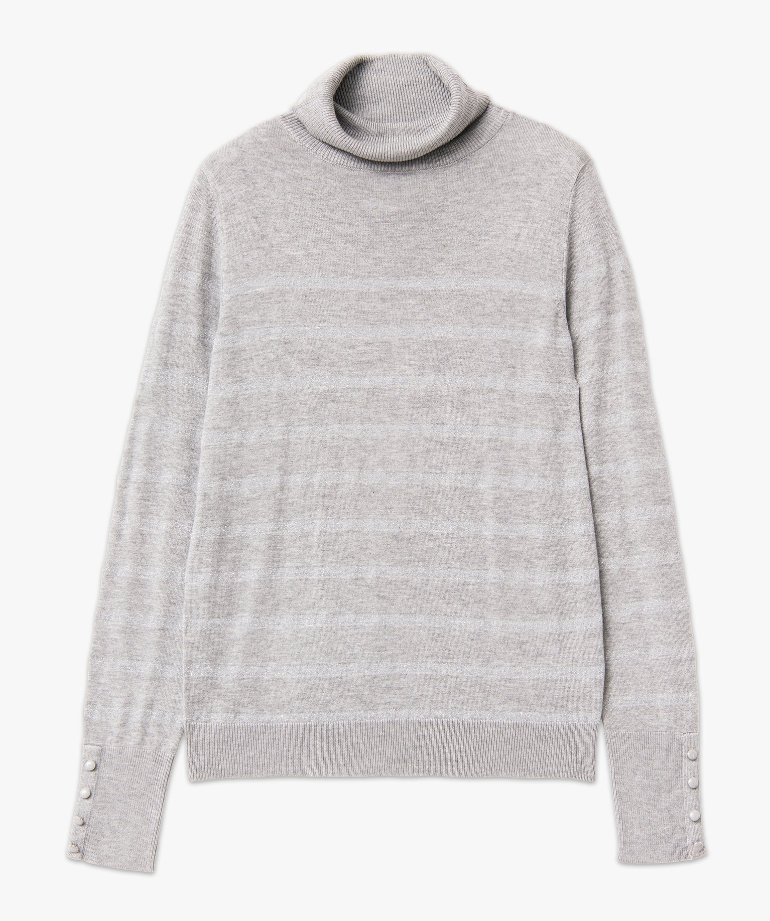 Pull à col roulé en maille fine avec rayures pailletées f... raye | GEMO
