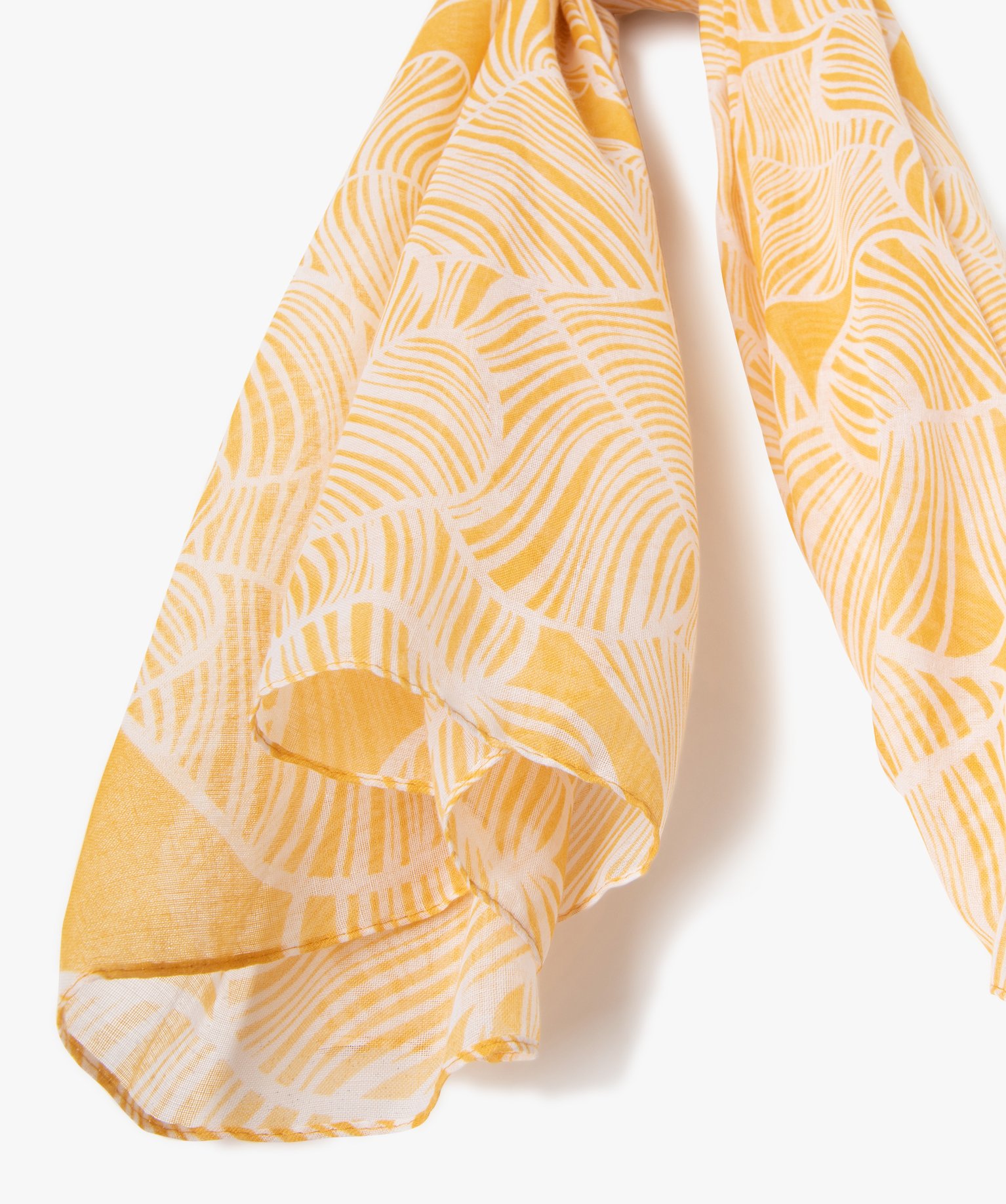 Foulard femme en voile imprimé graphique jaune | GEMO