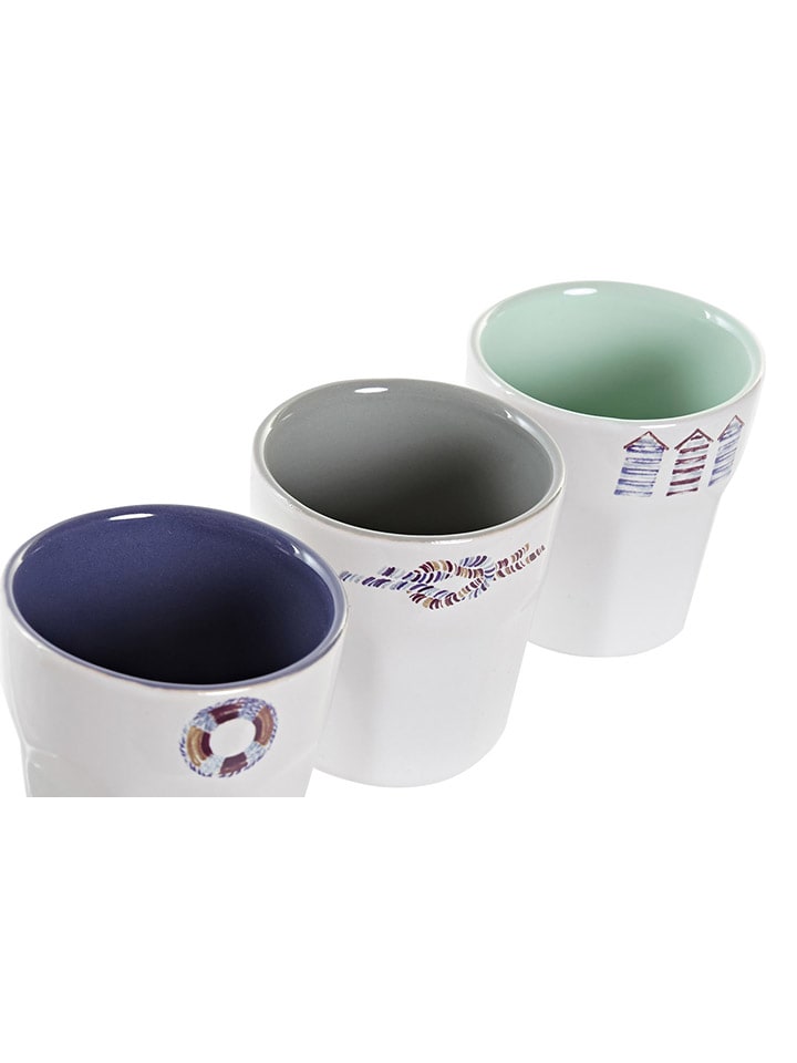 Alexandra House 6er-Set: Kaffeetassen in Weiß/ Blau/ Hellgrau - 90 ml günstig kaufen onesize