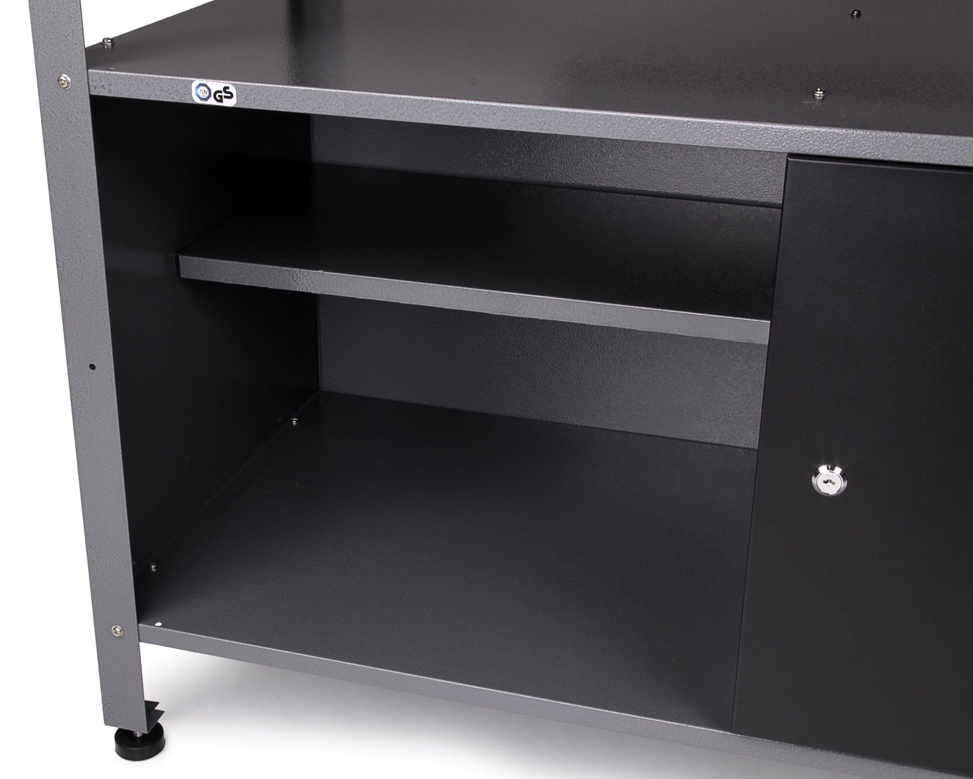 ONDIS24 Werkbank Werkbank Klaus 120 cm 120 x 60 x 85 (H) cm, belastbar bis 380 kg, abschließbare Tür, höhenverstellbare Füße