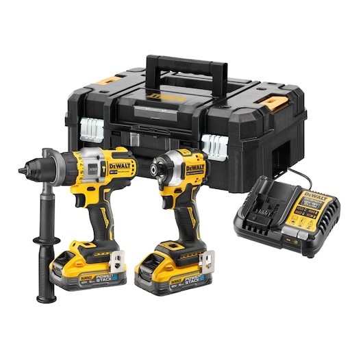 DeWalt DCK2052H2T-QW Kombinovani set Akumulatorska udarna bušilica DCD805 + Akumulatorski udarni odvijač 5DCF850 18V XR 2x 5.0Ah Višenamjenski punjač u TSTAK-u