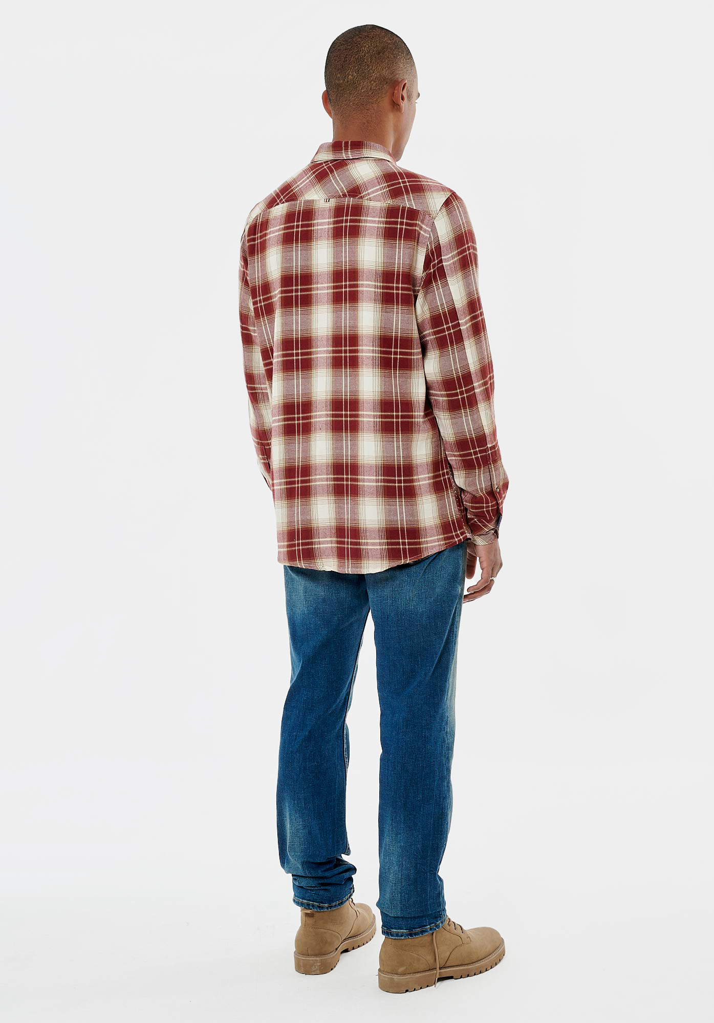 CASEY  Chemise à carreaux bordeaux homme