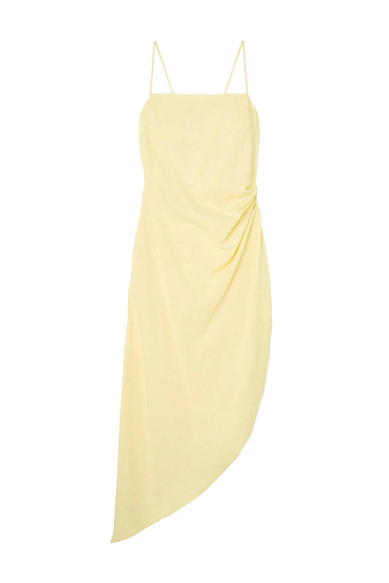 Asymmetrisches Midikleid mit offenem Rücken aus Leinen-Mix