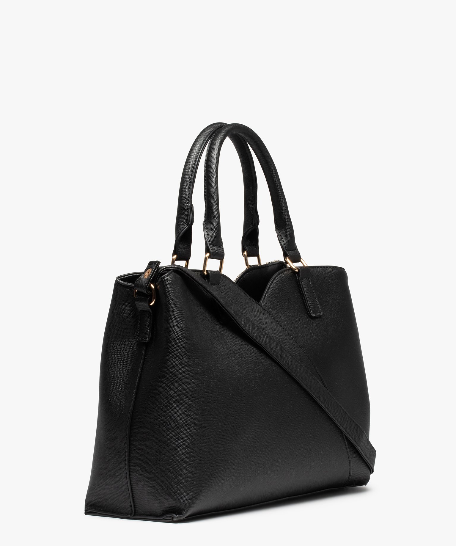 Sac à main bimatière avec breloque pochette et bandoulièr... noir | GEMO