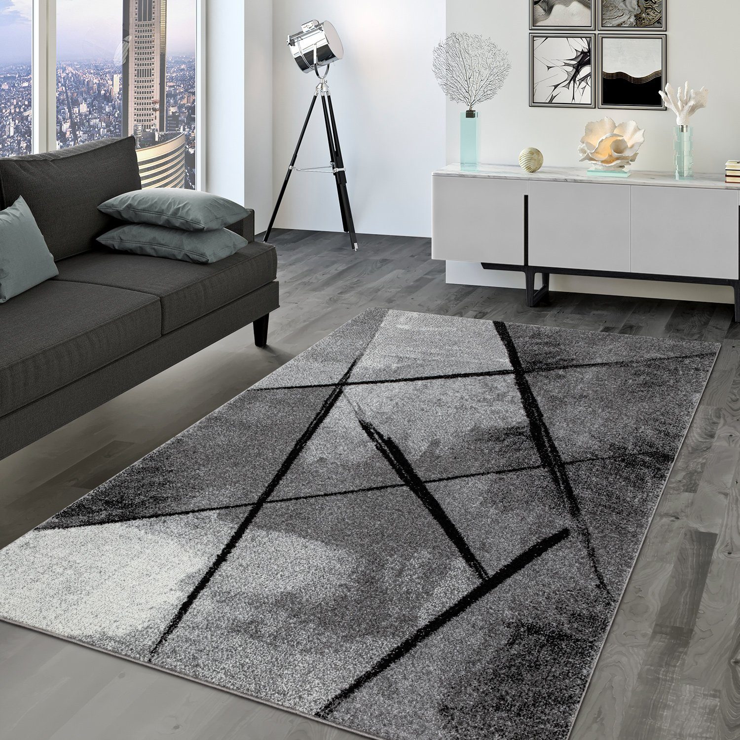 Teppich Wohnzimmer Teppich Kurzflor In Abstraktem Design, TT Home, rechteckig, Höhe: 15 mm