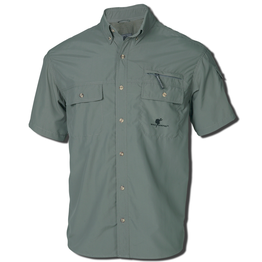 Wolf Camper Coyote Olive Green Herrenhemd