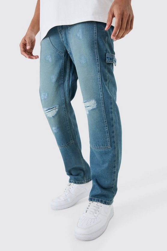 Lockere Jeans in Hellblau mit Riss am Knie