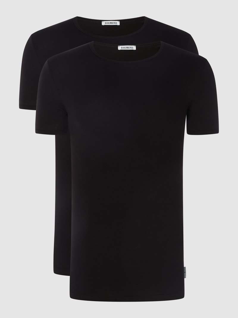 T-Shirt mit Stretch-Anteil im 2er-Pack in schwarz