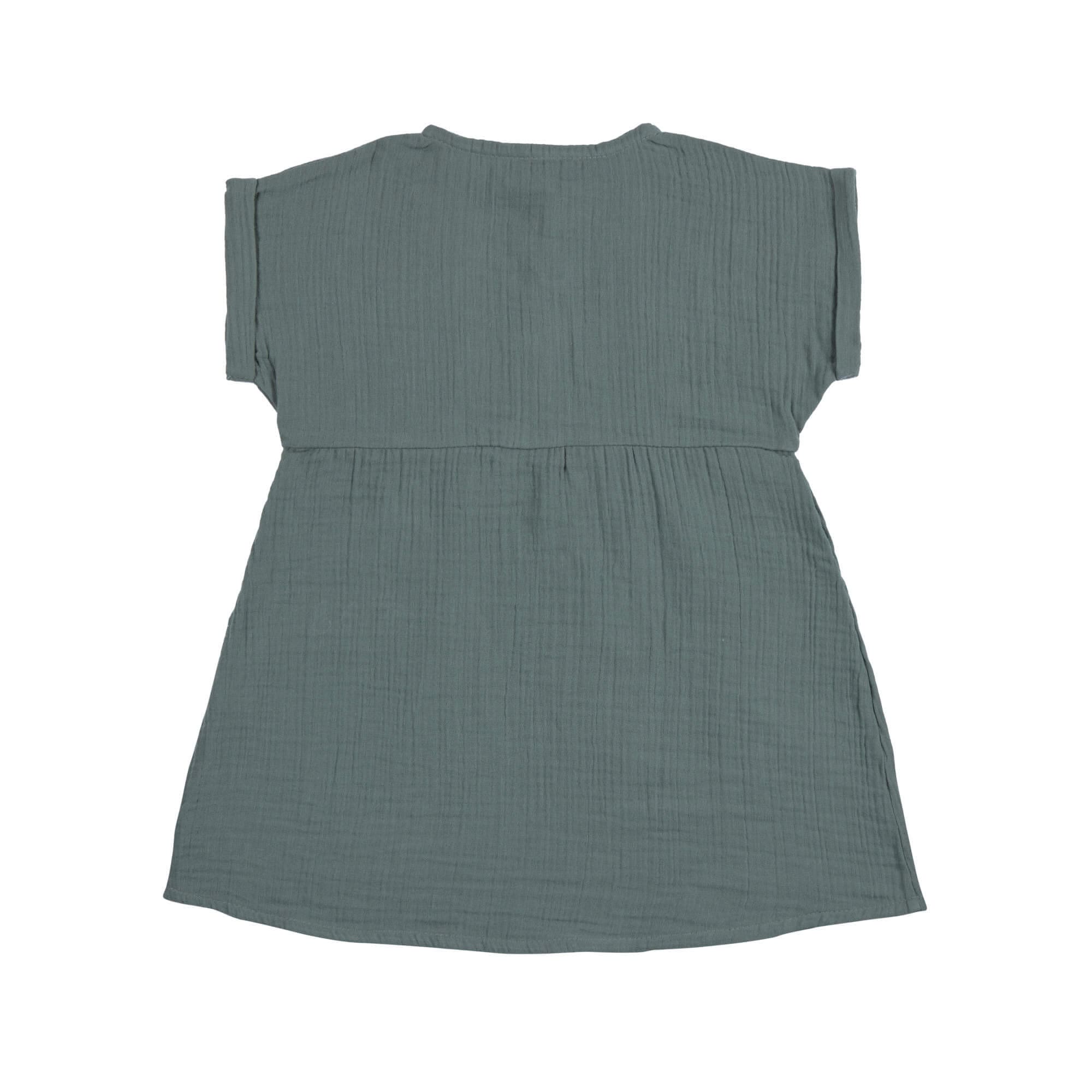 Musselin Kinderkleid - Bio Baumwolle, Petrolgrün