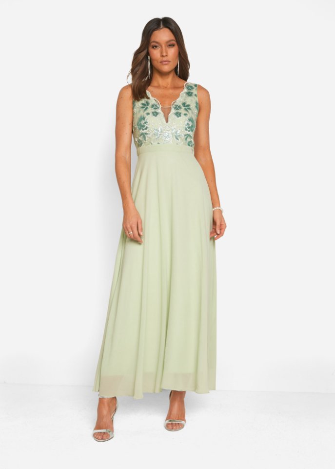 Chiffonkleid mit Pailettenstickerei