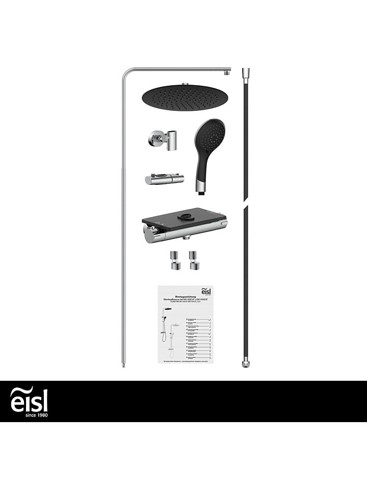 Schütte Überkopfbrauseset mit Thermostat-Armatur ''Grande Vita'' in Silber/ Schwarz günstig kaufen onesize