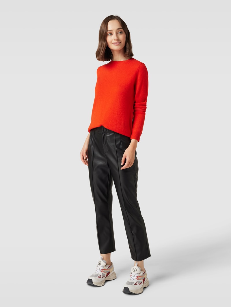 Kaschmirpullover in melierter Optik in orange