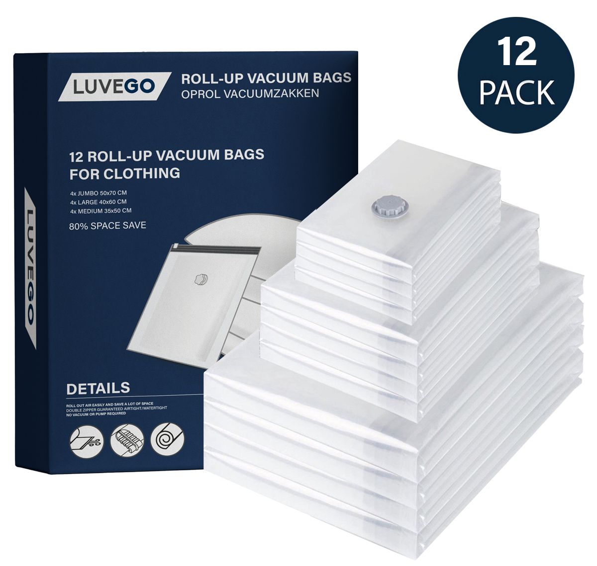 Luvego Set von 12 Vakuum-Rollbeutel