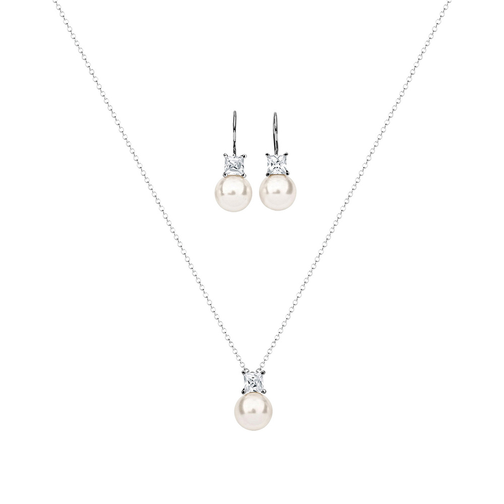 Nenalina Nenalina Ensemble de Bijoux Zirkonia Synthetische Perle 925 Silber Bijoux