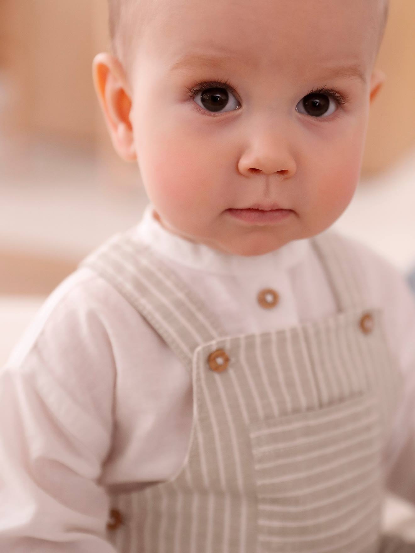 Vertbaudet Festliches Baby-Set: Latzhose & Hemd aus Leinenmix - tonfarben