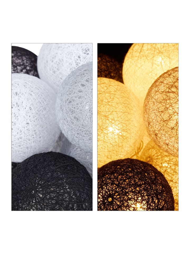 relaxdays LED Lichterkette in Weiß/Grau/Schwarz (L)160 cm günstig kaufen onesize