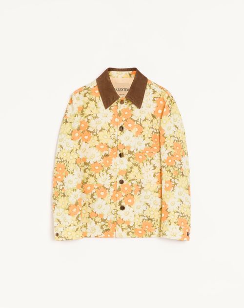 Valentino bomuldsskjortejakke med blomsterprint i papir