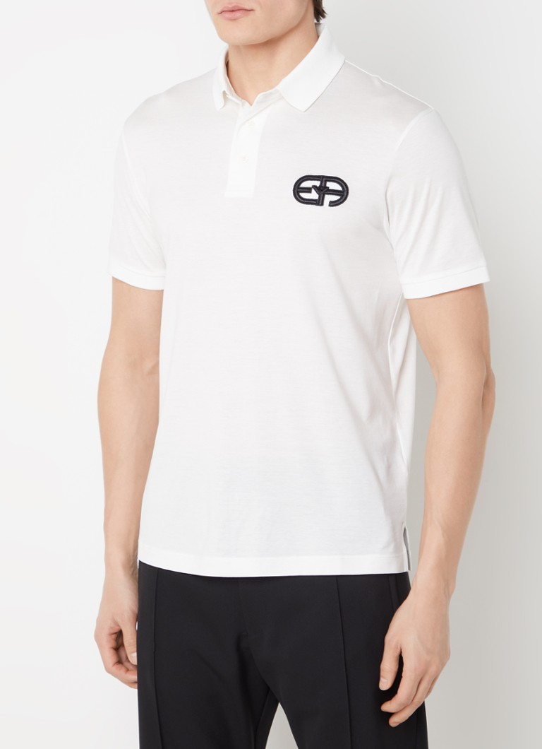 Polo Emporio Armani de corte regular em mistura de lyocell com bordado do logotipo.