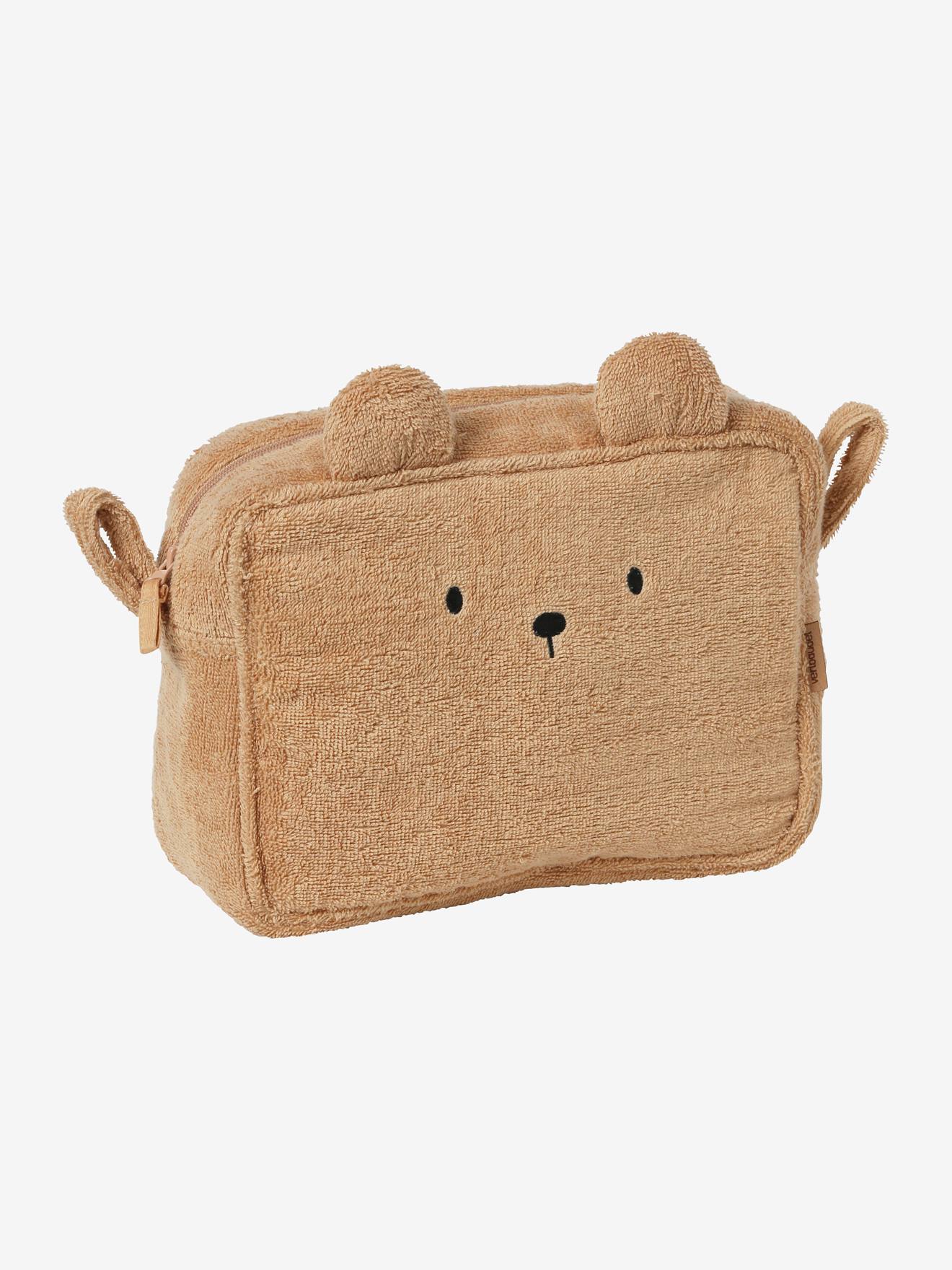 Vertbaudet Kinder Waschbeutel BÄR aus Frottee Oeko-Tex, personalisierbar - karamell