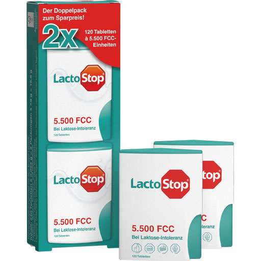 LACTOSTOP 5.500 FCC Tabletten Klickspender Dop.Pa.  2X120 St  Tabletten