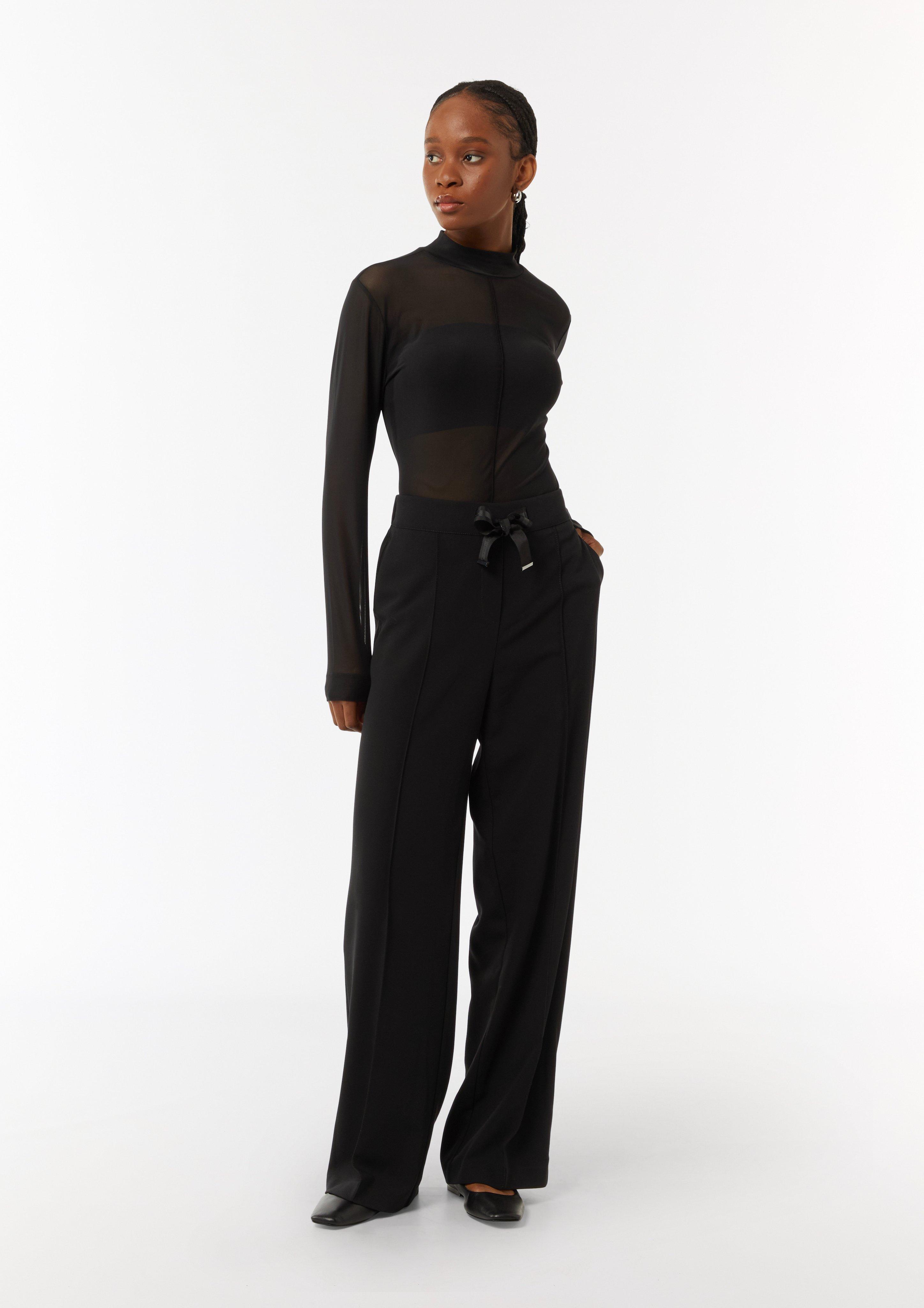 Elegante Stoffhose mit Bindeband - schwarz