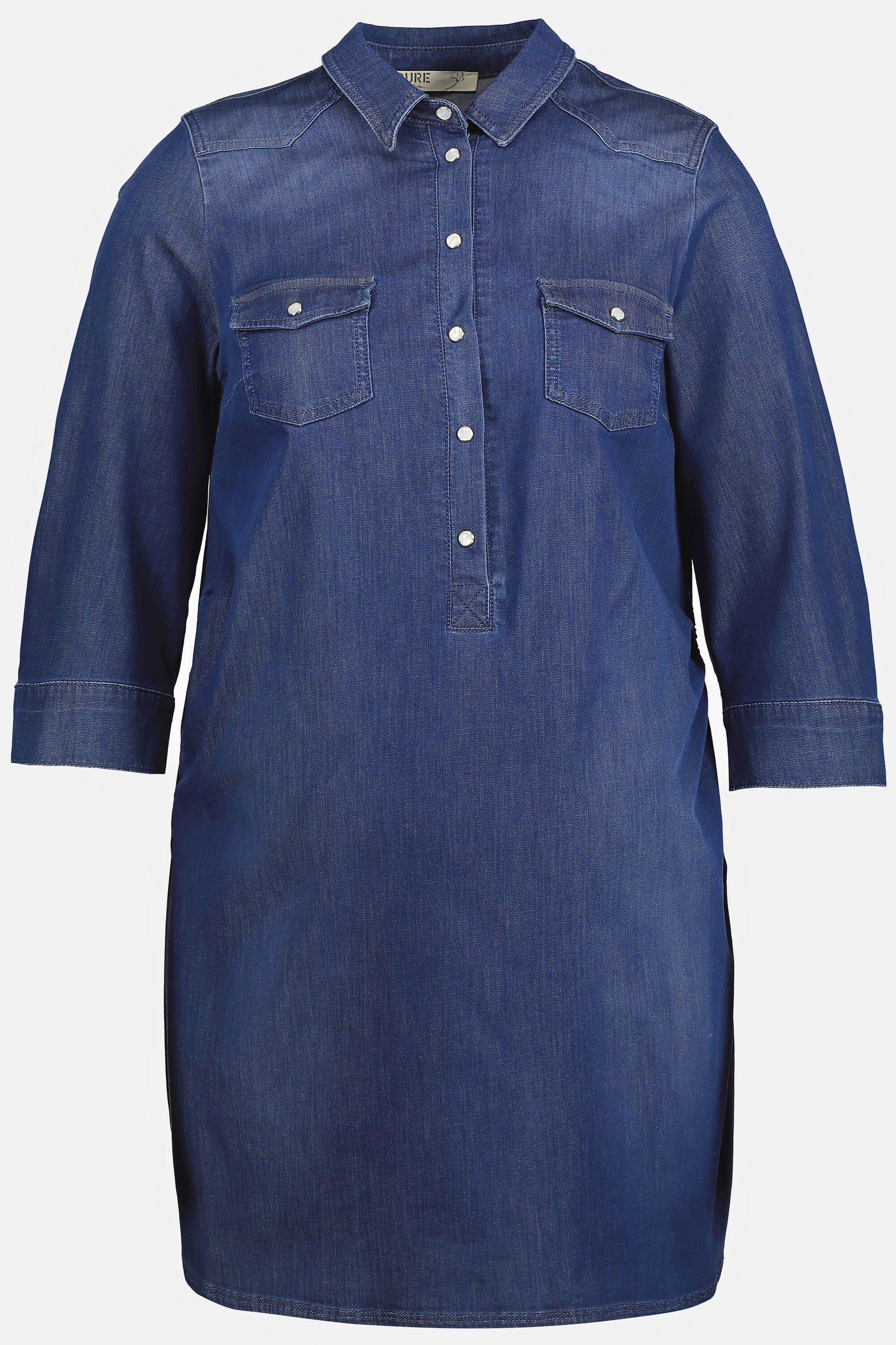 Ulla Popken Umstandsbluse Bellieva-Longbluse Hemdkragen Taillenband Langarm