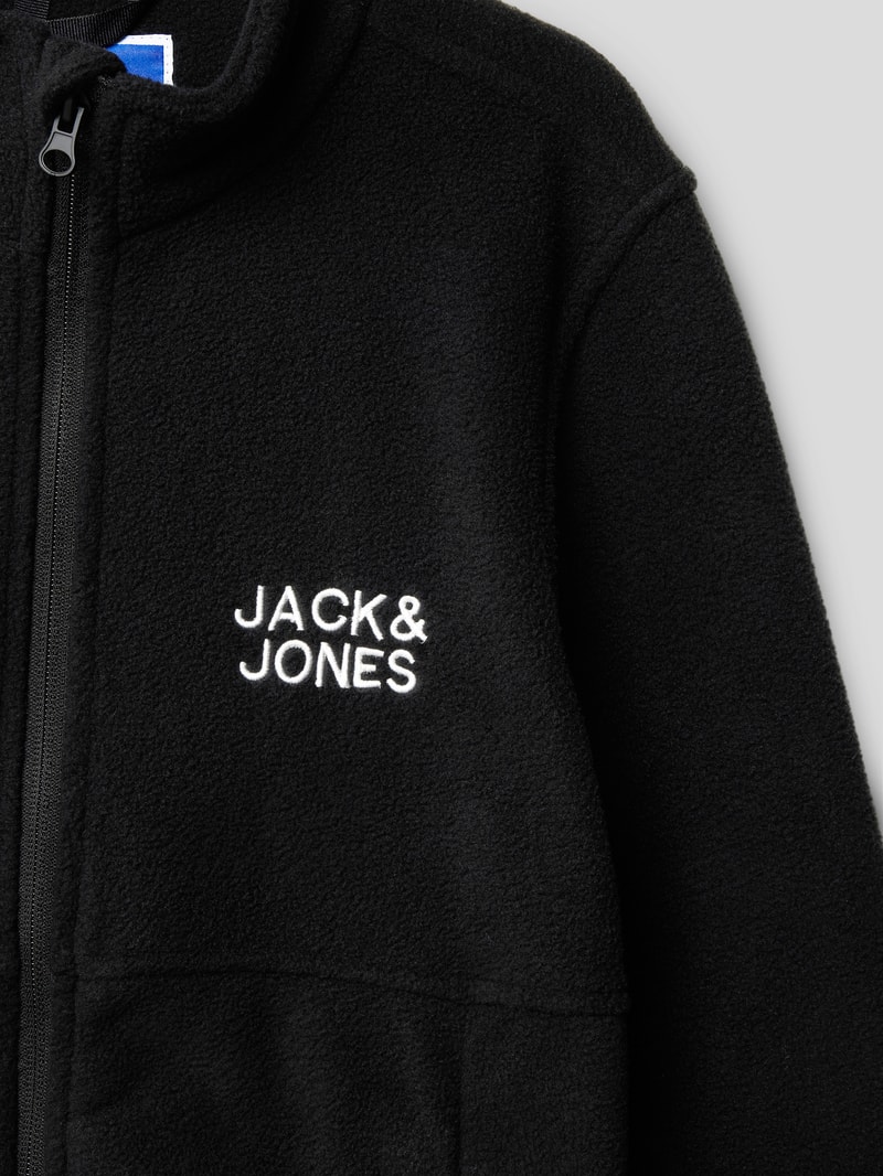 Fleecejacke mit Label-Stitching Modell 'FLAME' in schwarz