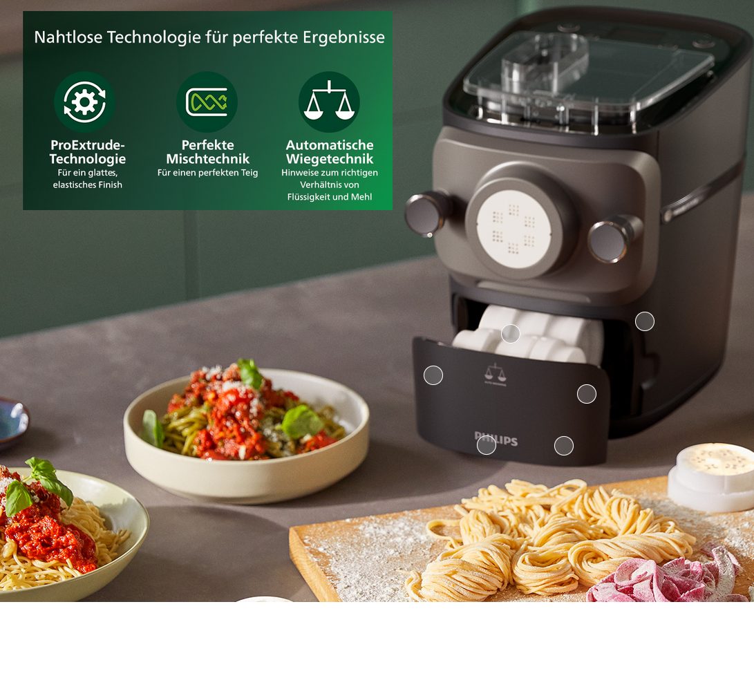 Philips Nudelmaschine Serie 7000,Schwarz,Nudelmaschine,Elektrisch,Nudel Maschine,Pastamaker, 200,00 W, Pasta Maschine,Nudel herstellen,mit Formscheiben,Nudelmaschinen